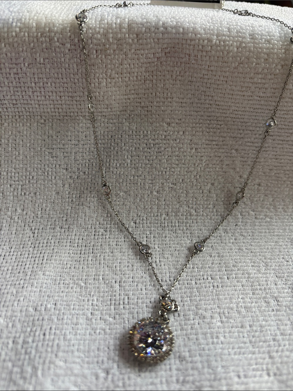 Roberta Chiarelli Clear Crystal Halo Pendant Necklace - Silver-Tone Sparkle